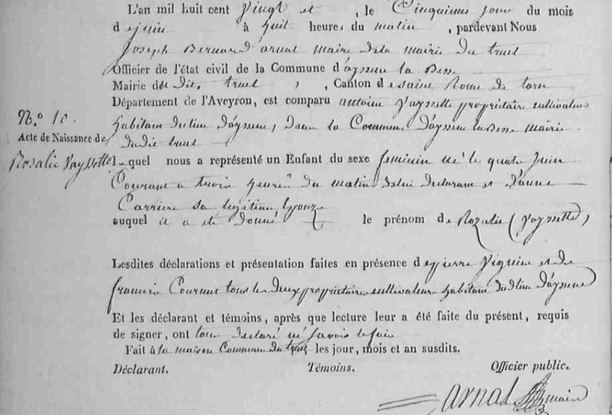 Naissance Vayssette Rosalie 04_06_1820.jpg